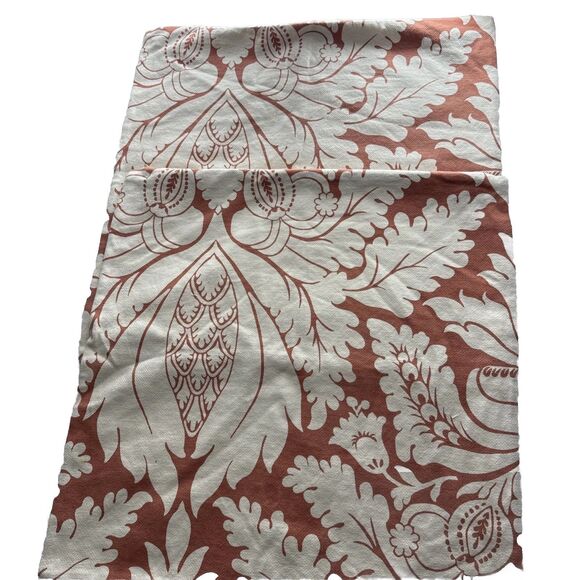 Pottery Barn Damask Print Coral Ivory Decorative Pillow Covers Set Of 2 24x24 - Picture 5 of 8